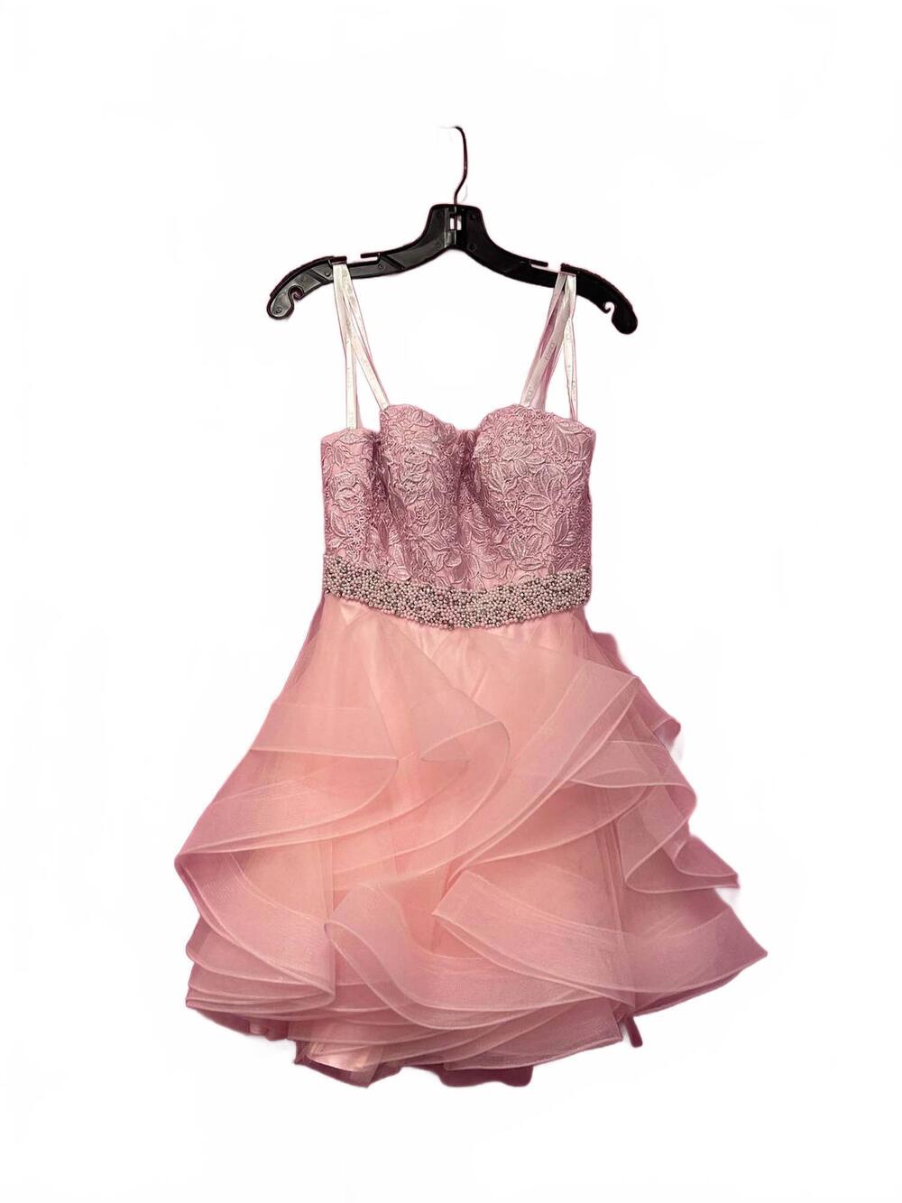 NEW JOVANI women's embellished belt strapless short dress in light pink